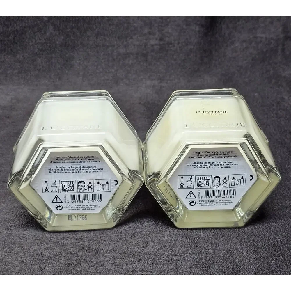L'Occitane En Provence Scented Candle 3.5 oz Glass Jar Set of 2